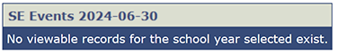 No special education event data for selected year